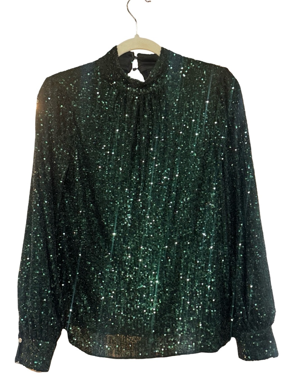 Cable & Gauge Emerald Green Sequin Long-Sleeve Top (PERFECT FOR HOLIDAYS!)